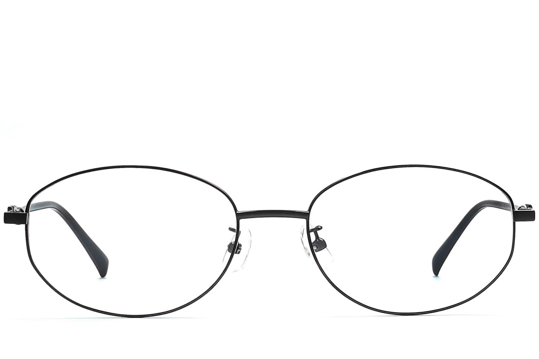 BS1924-0514_Black_Oval_Metal_Glasses_front