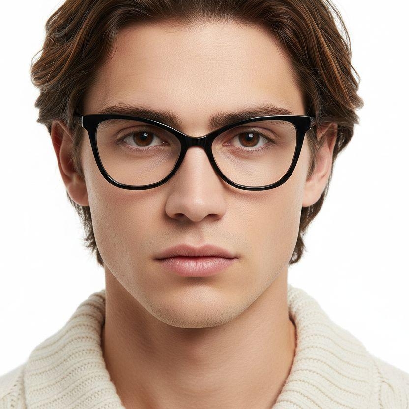 Lunettes papillon en acétate noir #BS2012-0013