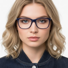 Rechthoekige blauwe acetaatbril #BS2012-0024