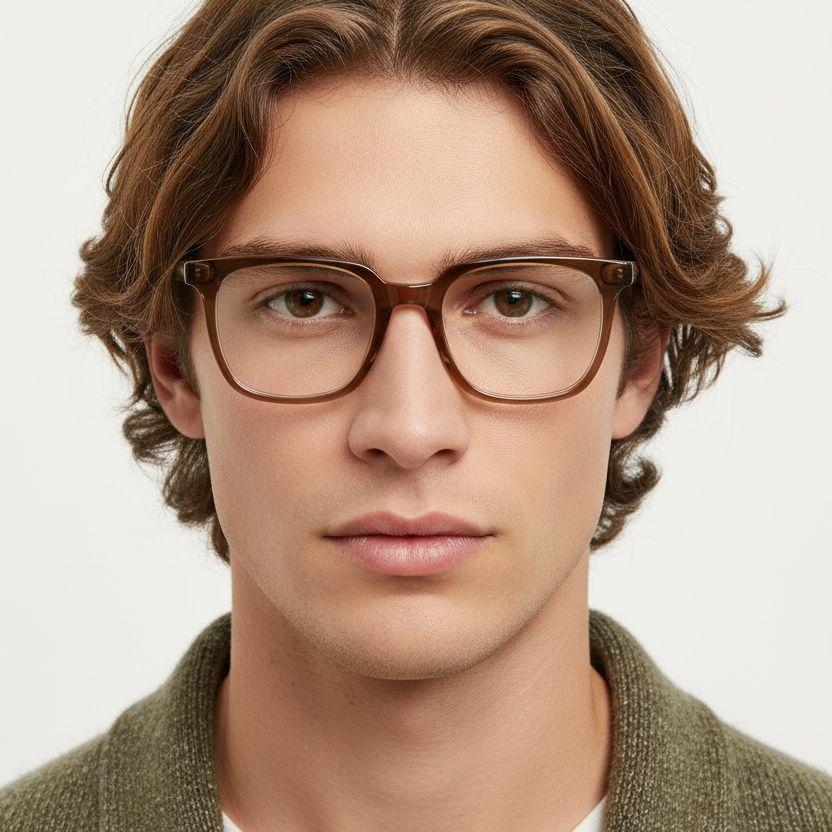 Rectangular Brown Acetate Glasses #BS2012-0036