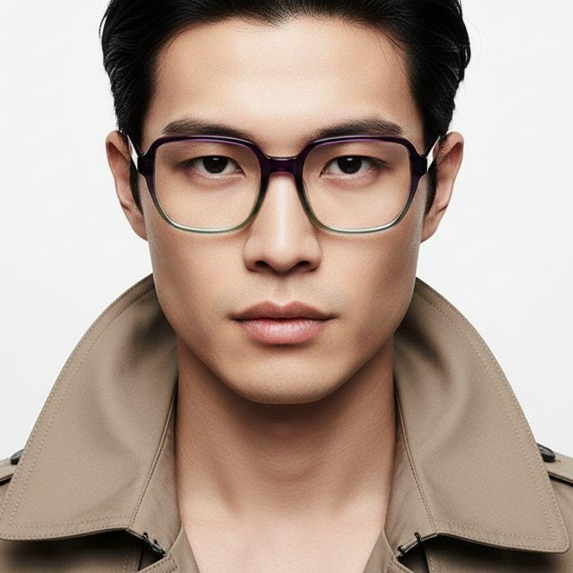 Rectangular Green Acetate Glasses #BS2012-0045