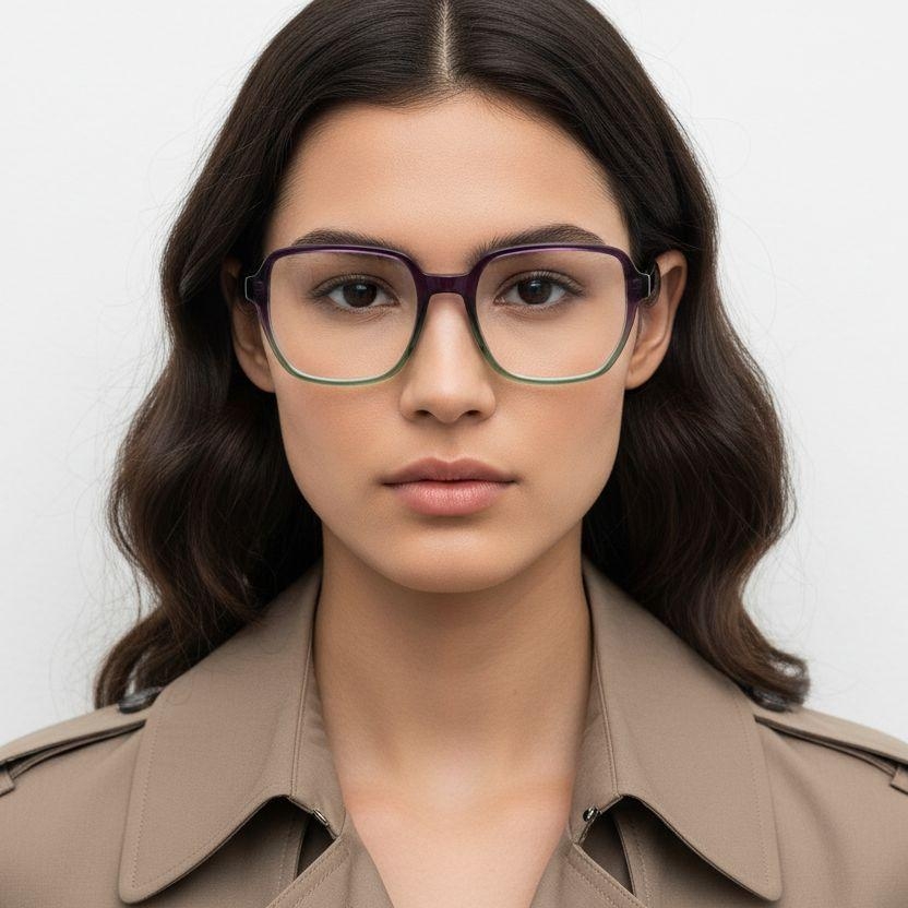 Rectangular Green Acetate Glasses #BS2012-0045