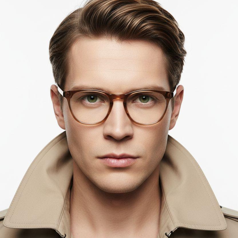Oval Brown Acetate Glasses #BS2012-0073
