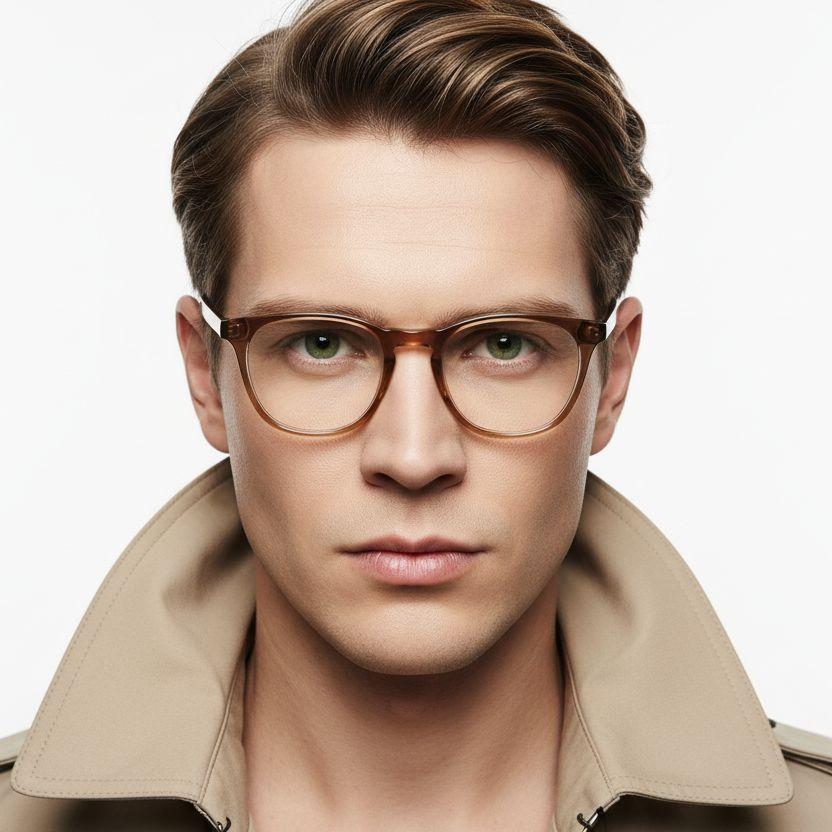 Oval Brown Acetate Glasses #BS2012-0073