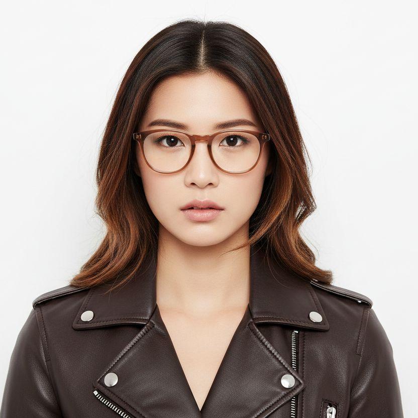 Oval Brown Acetate Glasses #BS2012-0073