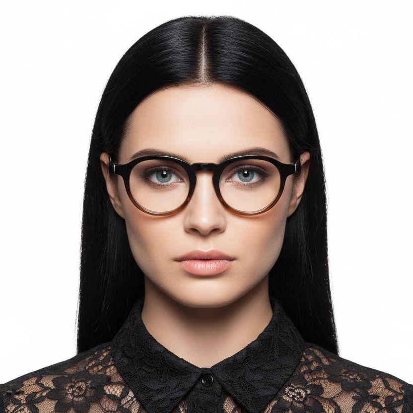 Round Brown Acetate Glasses #BS2012-0080