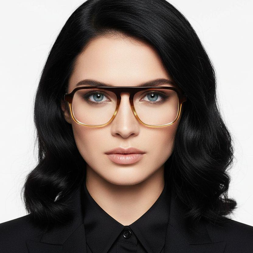 Aviator Brown Acetate Glasses #BS2012-0099