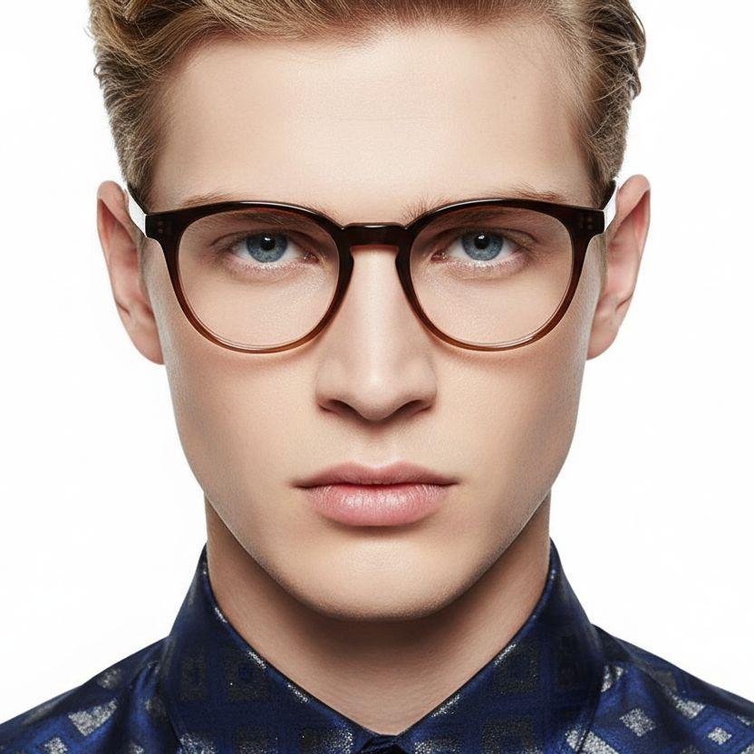 Oval Brown Acetate Glasses #BS2012-0102