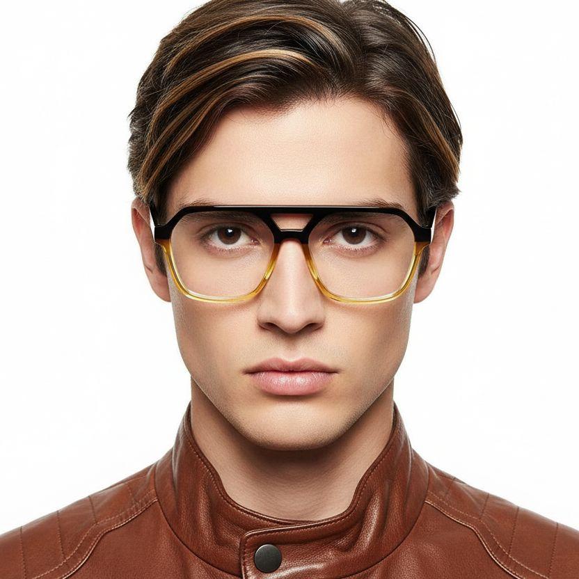 Aviator Yellow Acetate Glasses #BS2012-0114