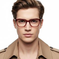 Gafas ovaladas de acetato rojo #BS2012-0158