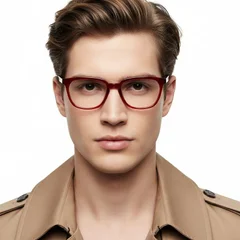 Oval Red Acetate Glasses #BS2012-0158