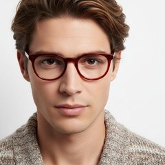 Gafas redondas de acetato rojo #BS2012-0223