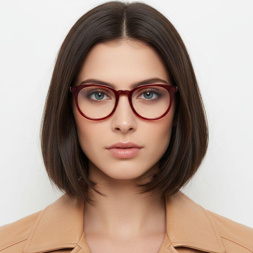 Round Red Acetate Glasses #BS2012-0223