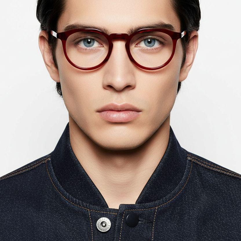 Irregular Red Acetate Glasses #BS2012-0240