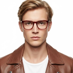 Rectangular Red Acetate Glasses #BS2012-0246