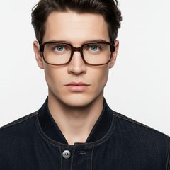 Lunettes rectangulaires en acétate marron #BS2012-0247