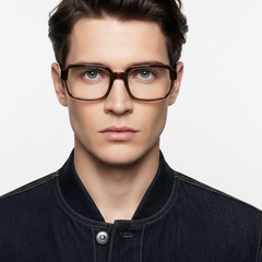 Rectangular Brown Acetate Glasses #BS2012-0247