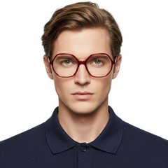Gafas geométricas de acetato rojo #BS2012-0289