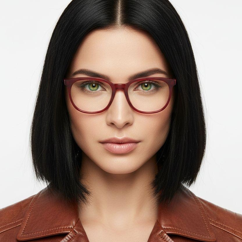 Oval Red Acetate Glasses #BS2012-0304