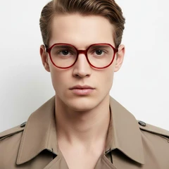 Gafas ovaladas de acetato rojo #BS2012-0316