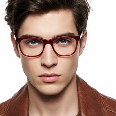 Rectangular Red Acetate Glasses #BS2012-0320