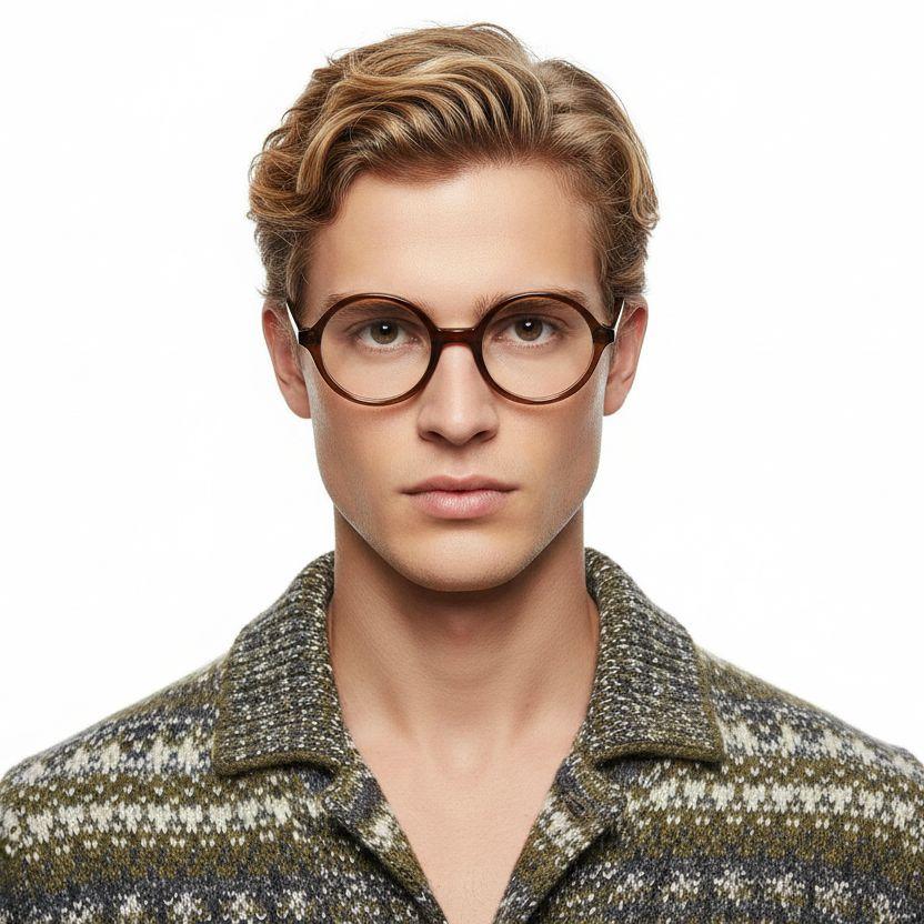 Round Brown Acetate Glasses #BS2012-0326