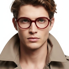 Oval Red Acetate Glasses #BS2012-0338