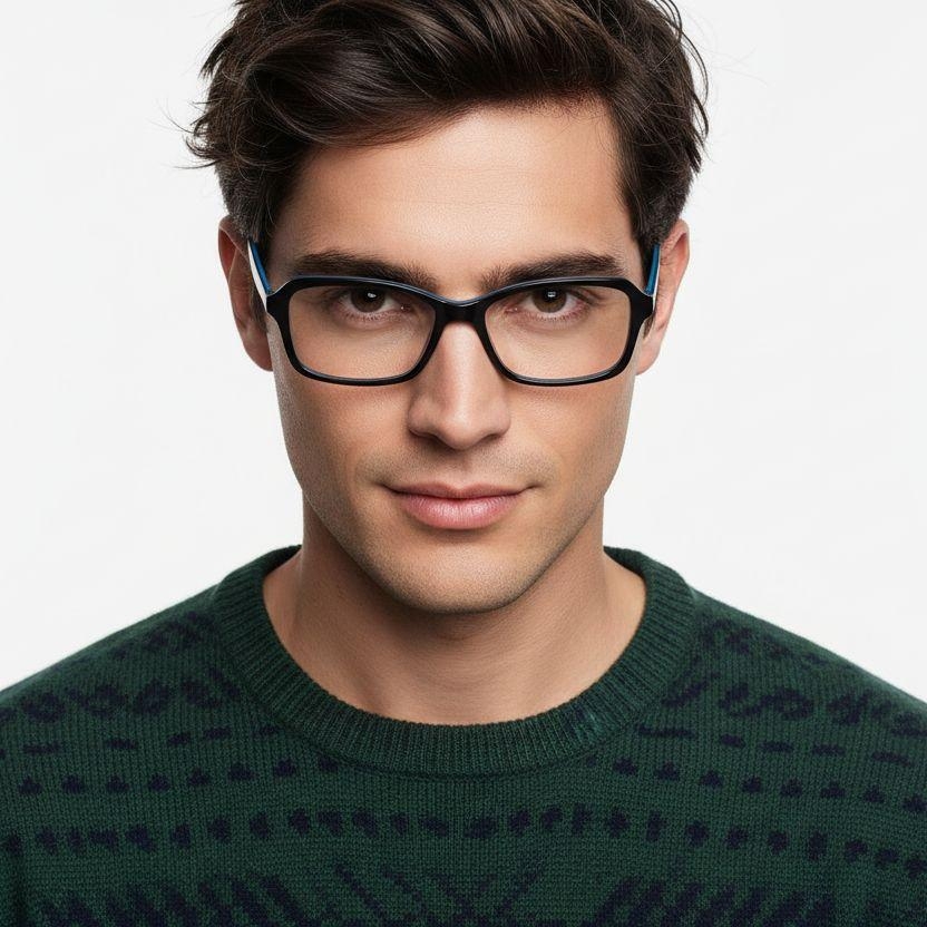 Rectangular Blue Acetate Glasses #BS2012-0346