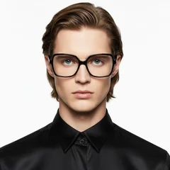 Rechteckige schwarze Acetatbrille #BS2012-0351