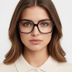 Rectangular Black Acetate Glasses #BS2012-0351