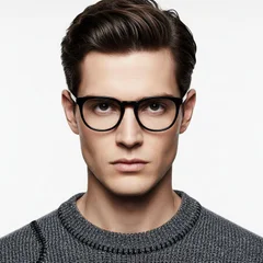 Oval Black Acetate Glasses #BS2012-0356