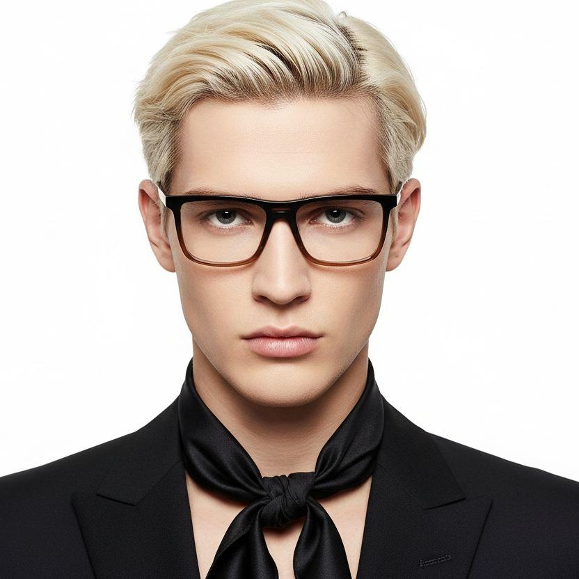 Rechteckige braune Acetatbrille #BS2012-0369