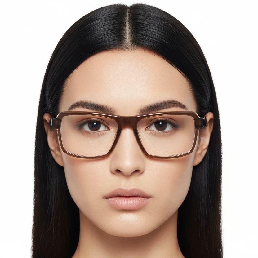 Rectangular Brown Acetate Glasses #BS2012-0379