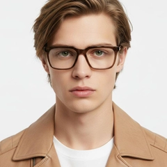 Rectangular Brown Acetate Glasses #BS2012-0407