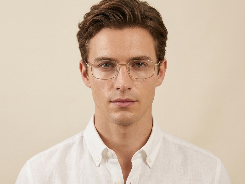 Rectangular Golden Metal Glasses #BS2012-0421