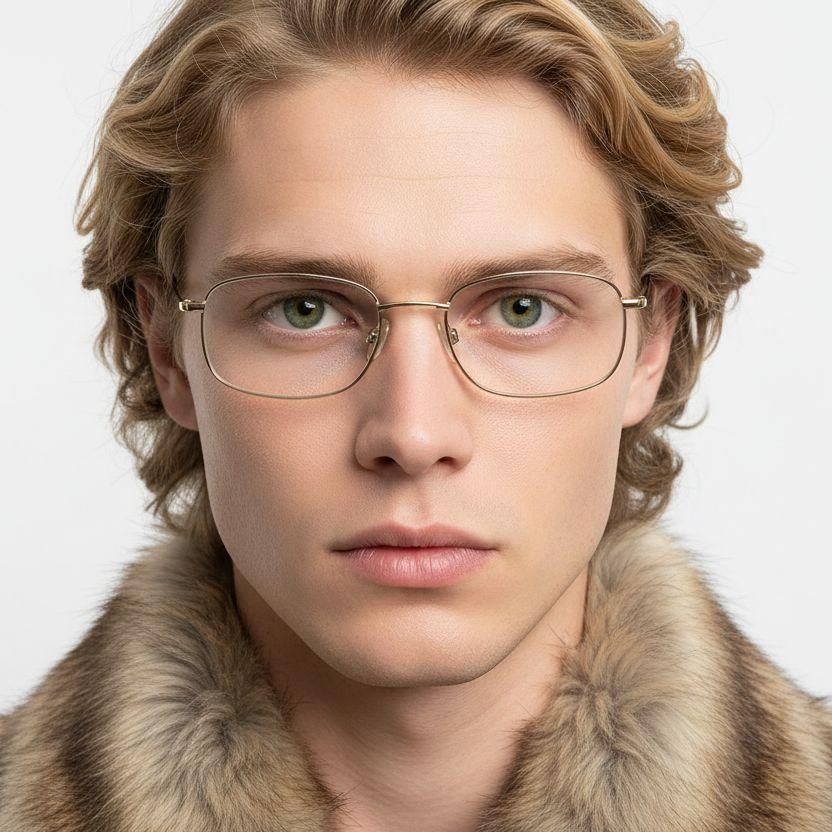 Rectangular Golden Metal Glasses #BS2012-0421