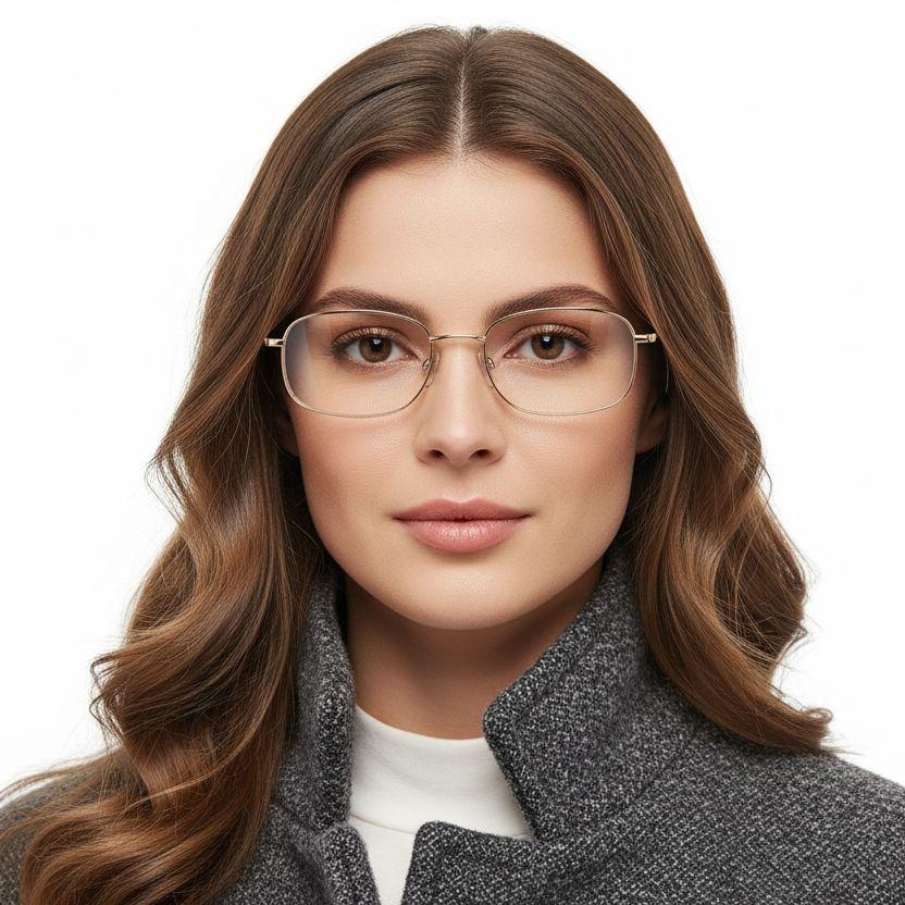 Rectangular Golden Metal Glasses #BS2012-0421