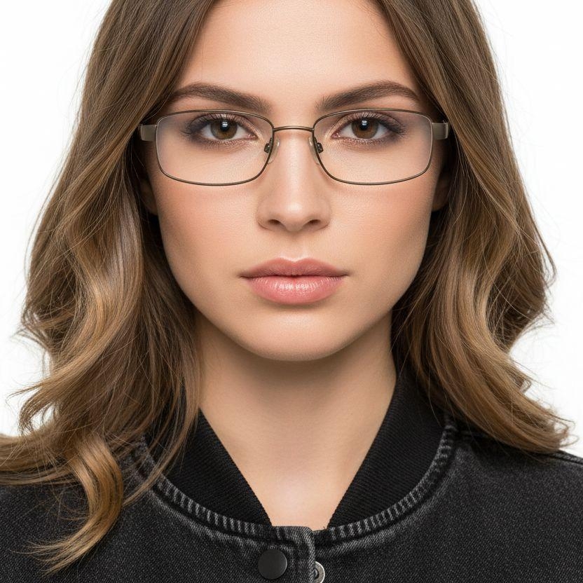 Rectangular Brown Metal Glasses #BS2012-0427