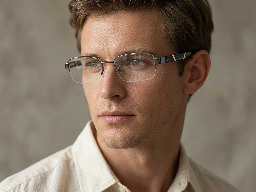 Semi-rimless Grey Metal Glasses #BS2012-0439 Optics - AU