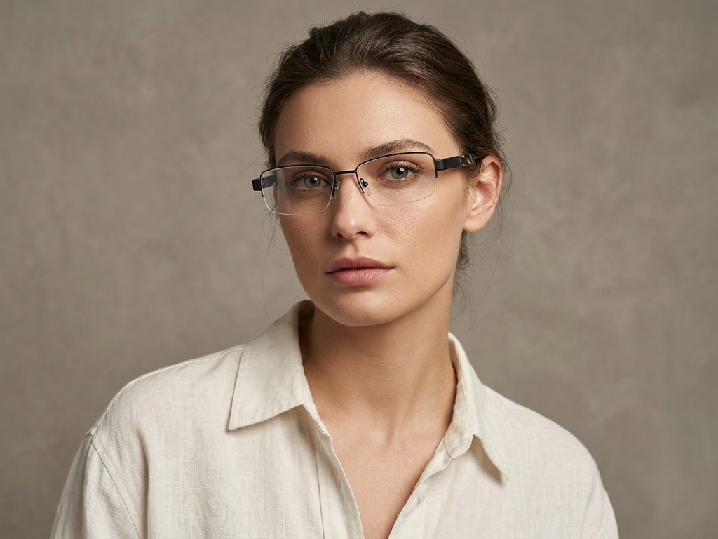 BS2012-0440_Black_Semi-rimless_Metal_Glasses-tryon_female