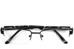 BS2012-0440_Black_Semi-rimless_Metal_Glasses_front