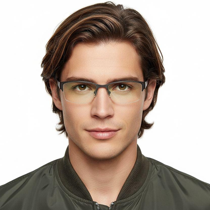 Semi-rimless Silver Metal Glasses #BS2012-0441