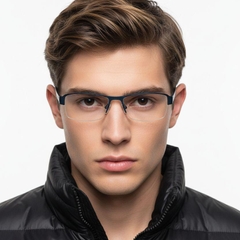 Semi-rimless Blue Metal Glasses #BS2012-0451