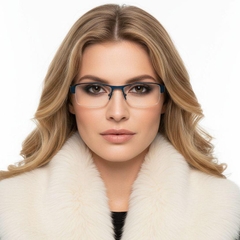 Semi-rimless Blue Metal Glasses #BS2012-0451