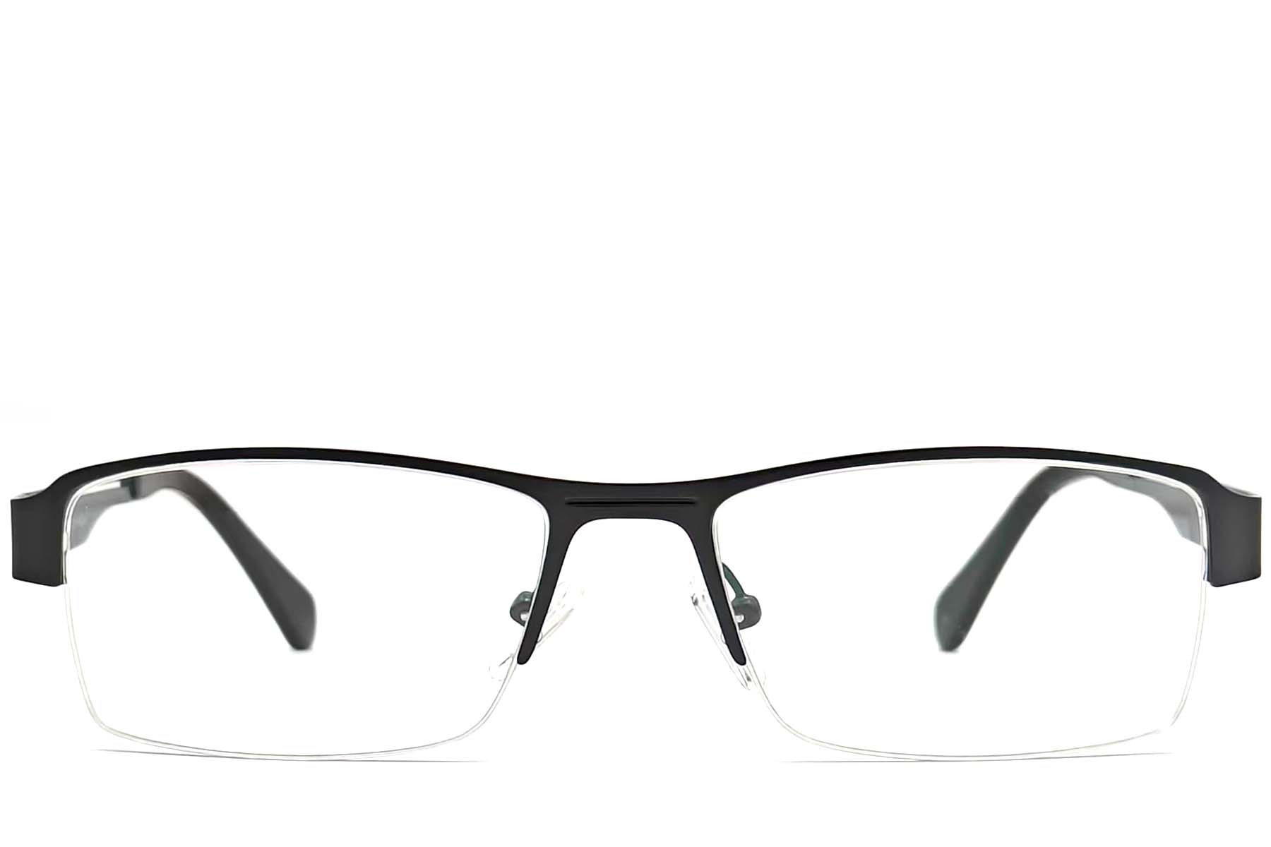 BS2012-0452_Black_Semi-rimless_Metal_Glasses_front