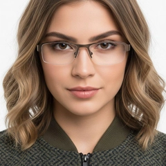 Semi-rimless Brown Metal Glasses #BS2012-0453