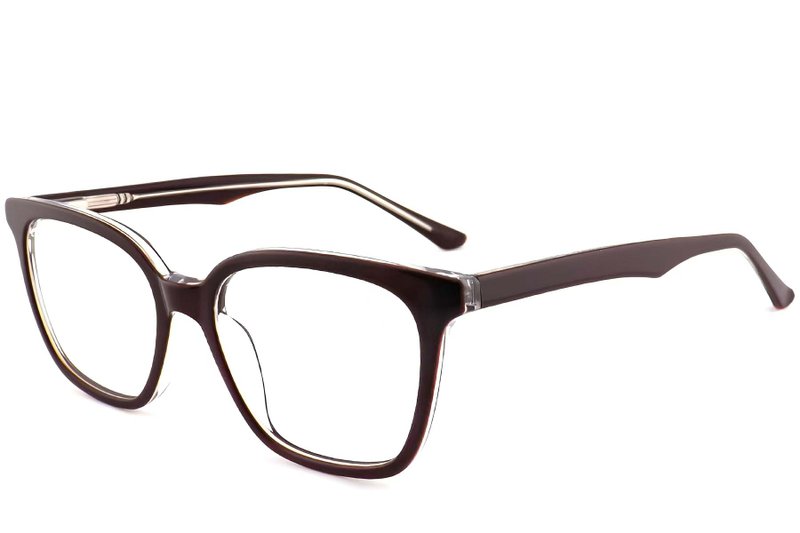 0527 Rectangular Brown Acetate Glasses #BS2012-0527 - AU