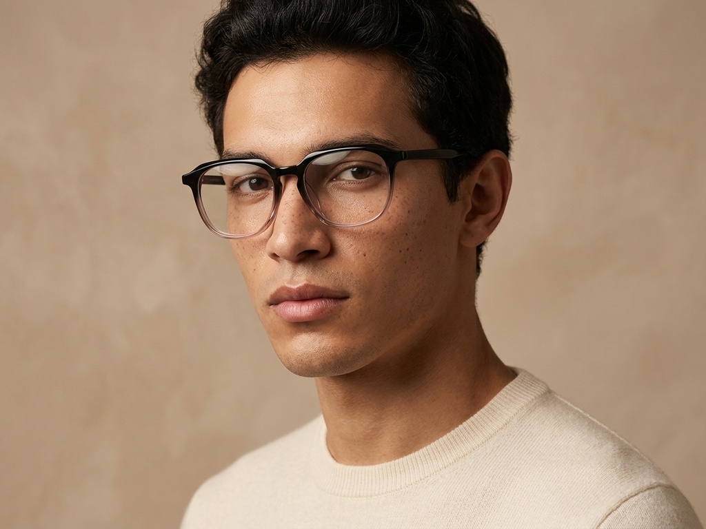Lunettes ovales en acétate gris #BS2012-0593