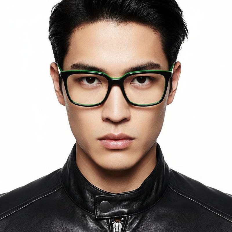 Lens Rectangular Green Rectangular Green Acetate Glasses #BS2012-0634 - US