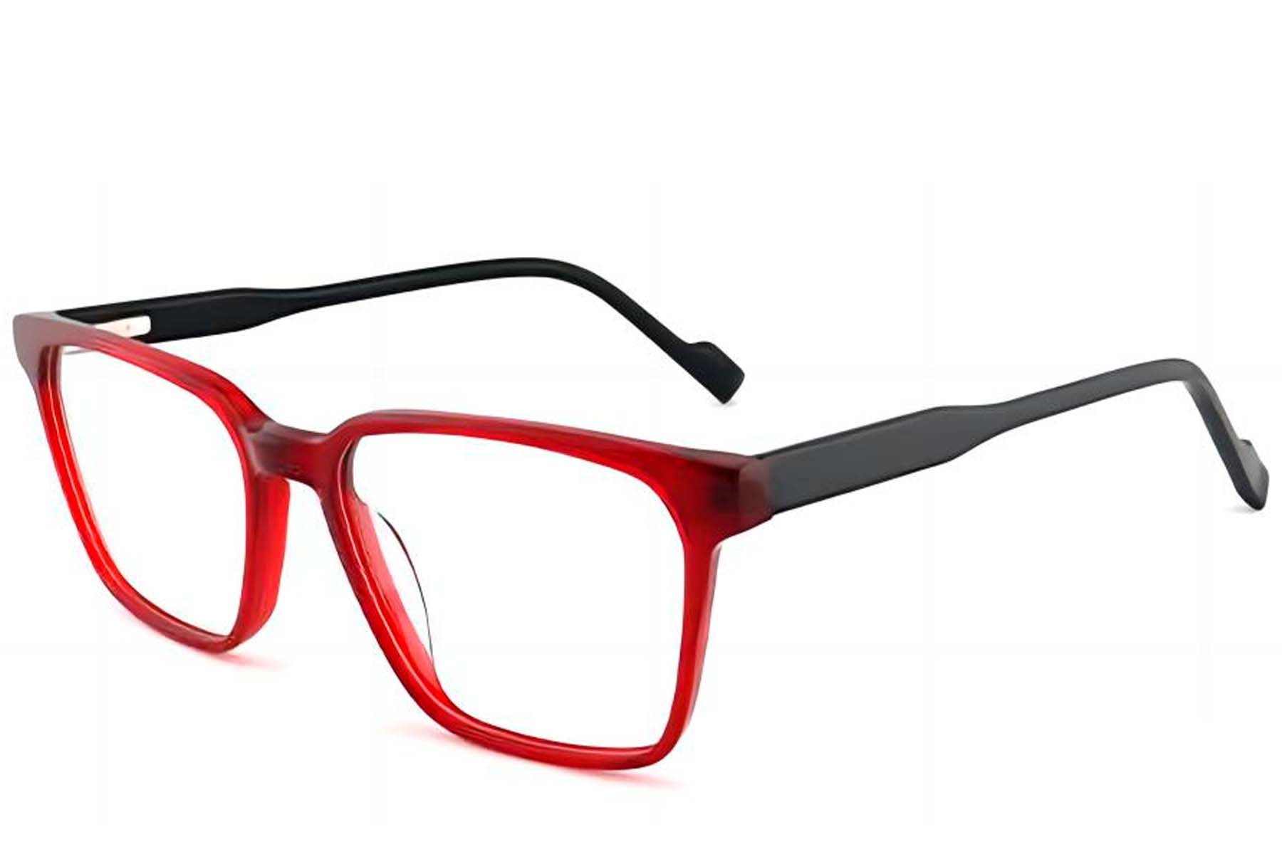 Gafas rectangulares de acetato rojo #BS2012-0686
